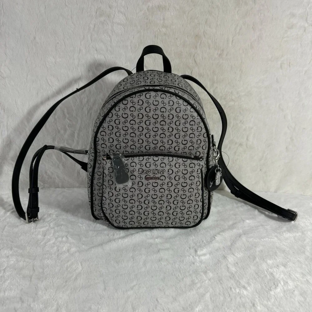 Guess Logo Mini Backpack Pandore DD672429 Black Logo Print Monogram NWT - Picture 1 of 7